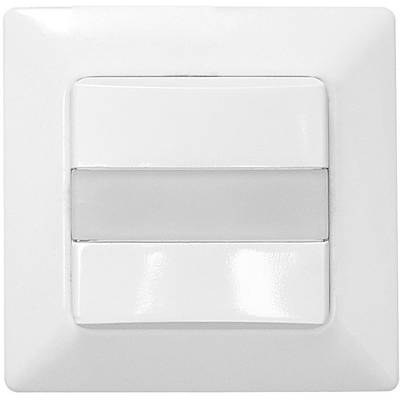 Ein weißer Lichtschalter mit rechteckigem Design, in der Aus-Position.