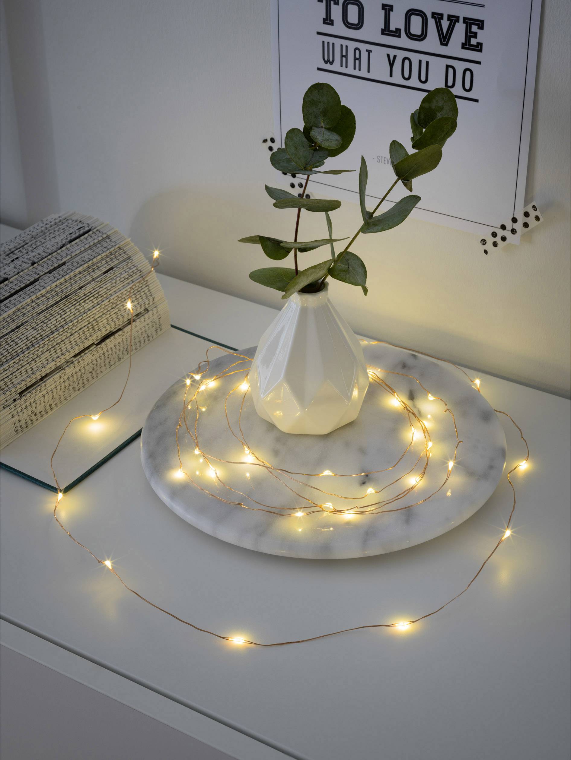 Konstsmide 1461-160 Micro-Lichterkette Innen batteriebetrieben Anzahl Leuchtmittel 40 LED Warmweiß Beleuchtete Länge: 3....