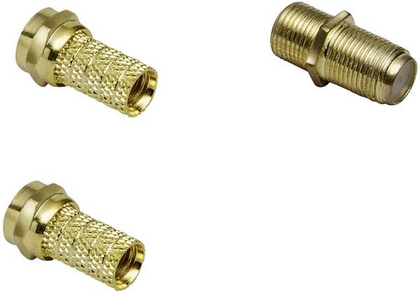BKL Electronic 0403532 F-Verbinder-Set vergoldet Anschlüsse: F-Stecker, F-Buchse, F-Buchse, F-Stecker Kabel-Durchmesser: 7 mm 1 Set