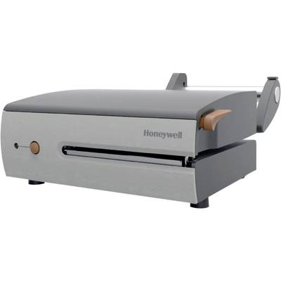 Das Bild zeigt einen Etikettendrucker von Honeywell. Das Gerät ist seitlich abgebildet und zeigt einen Papierrollenhalter.
