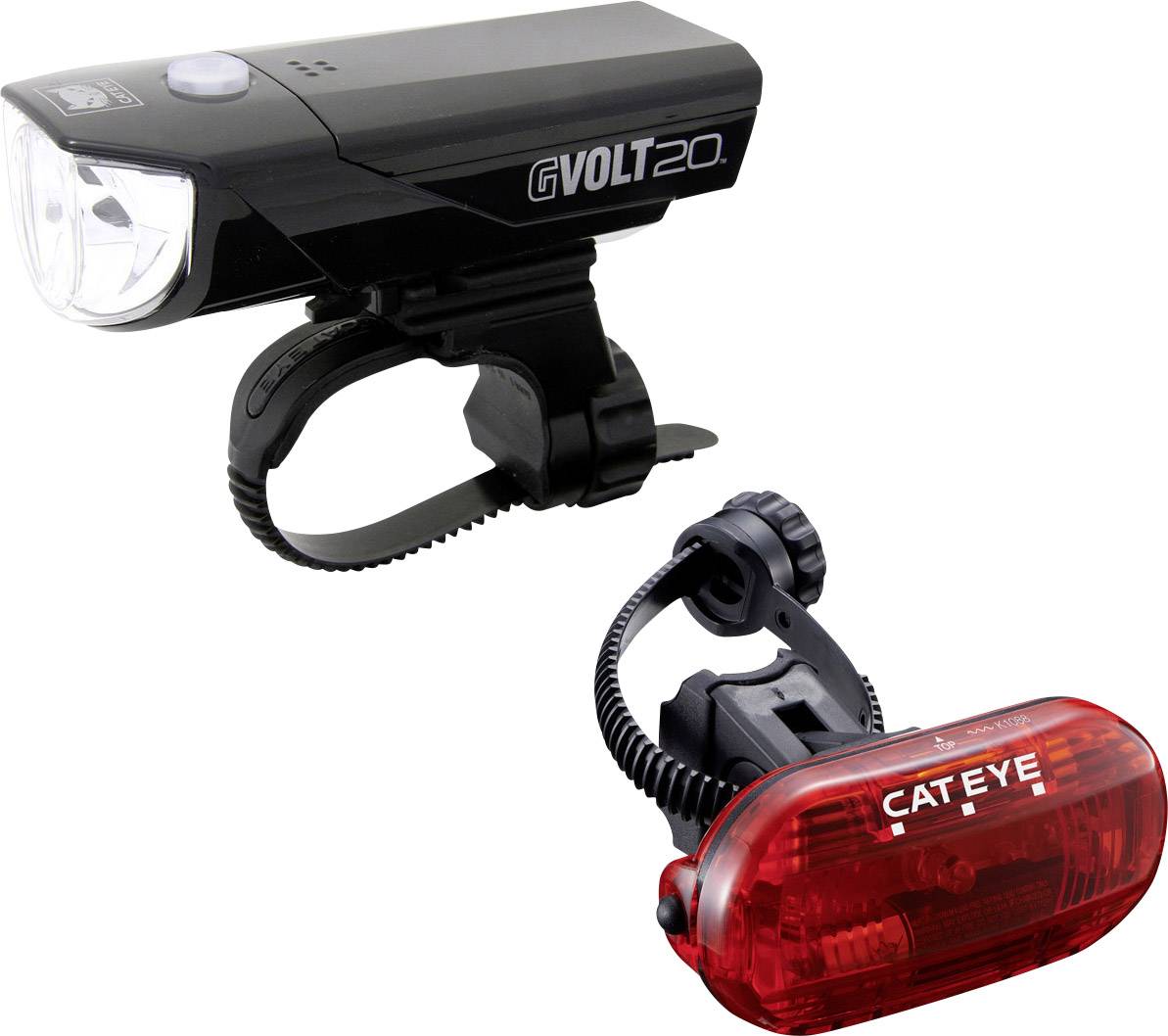 Cateye Fahrradbeleuchtung Set GVOLT20 + OMNI3G LED Sigma Fahrrad Scheinwerfer AURA 40 FL akkubetrieben Schwarz