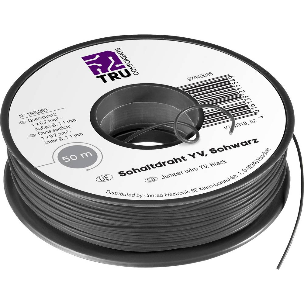 TRU COMPONENTS 1565380 Schaltdraht Yv 1 X 0 20 Mm Schwarz 50 M Kaufen tru-components-1565380-schaltdraht-yv-1-x-0-20-mm-schwarz-50-m-kaufen