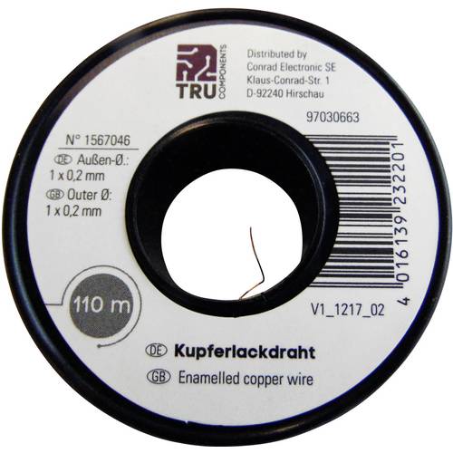 Thumbnail - TRU COMPONENTS Kupferlackdraht Außen-Durchmesser (inkl. Isolierlack)=0.50 mm 23 m