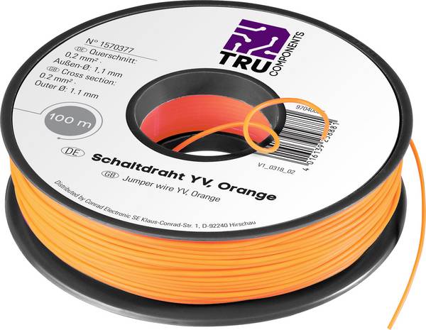 TRU COMPONENTS 1565384 Schaltdraht Yv 1 x 0.20 mm² Rot 100 m