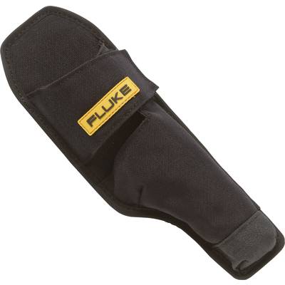 Schwarzes Etui mit orangefarbenem 'Fluke'-Logo, geeignet zum Aufbewahren kleiner Werkzeuge oder Messgeräte.