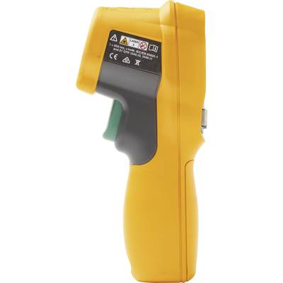 Ein gelbes, handgehaltenes Infrarotthermometer mit Auslöseknopf und Display zur Temperaturmessung.