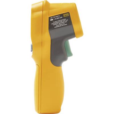 Ein gelbes Infrarot-Thermometer zur berührungslosen Temperaturmessung, mit Knopf und Display, geeignet für -30 bis 600 Grad Celsius.