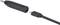 Ein schwarzer Adapter mit einem 3,5-mm-Klinkenstecker und einer USB-C-Buchse. Das Kabel verfügt über einen USB-C-Stecker.