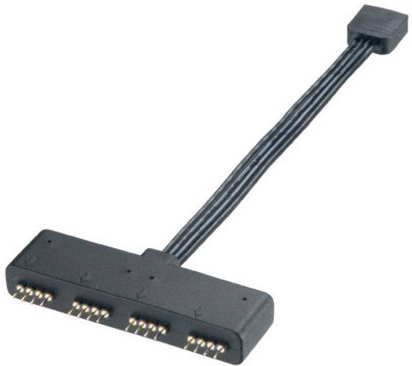 Computer Anschlusskabel [1x RGB LED Stecker - 4x RGB LED Buchse] 0.10 m Schwarz Akasa