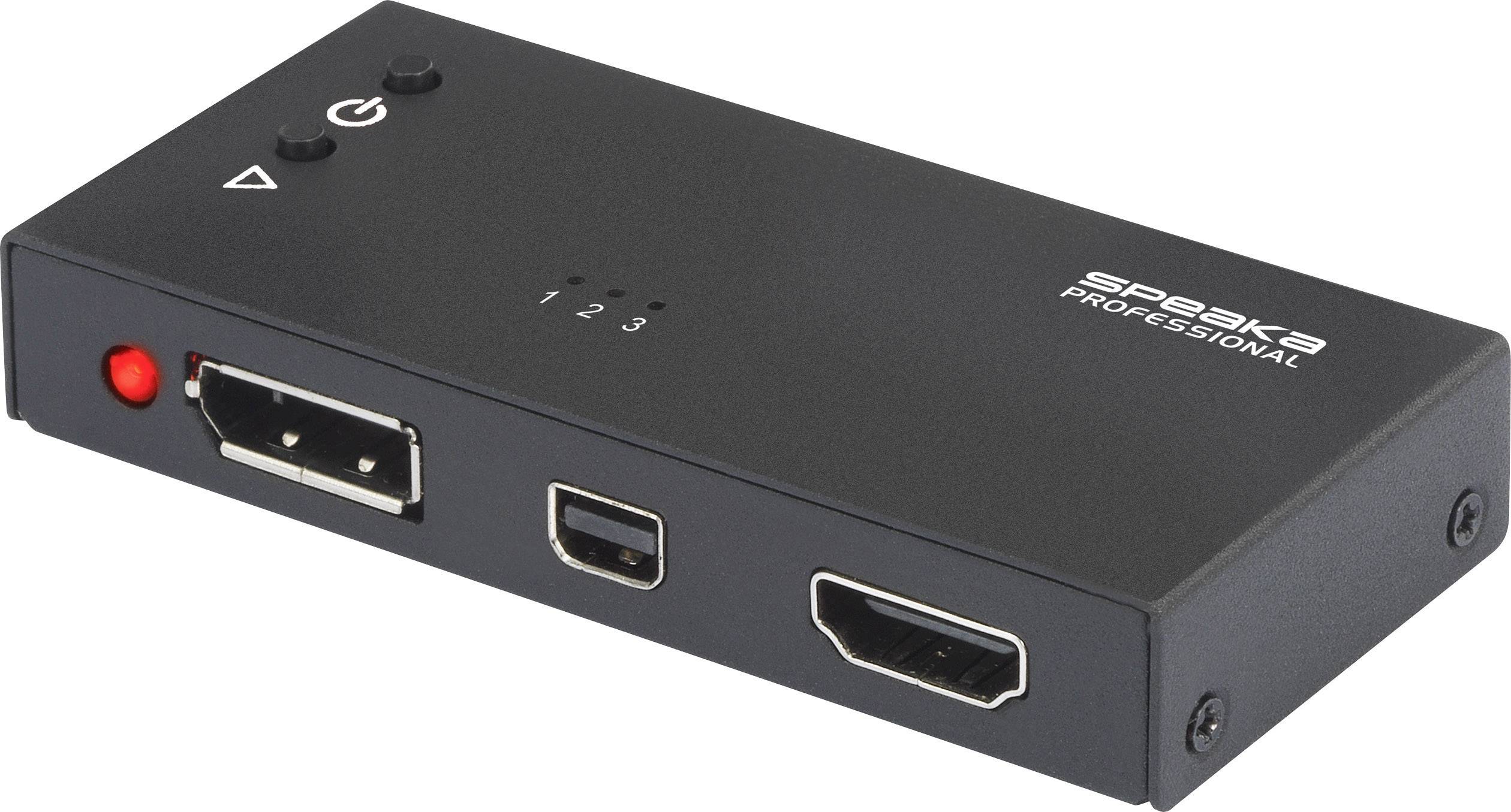 SpeaKa Professional 3 Port HDMI-Switch mit eingebautem Konverter, mit Status-LEDs 3840 x 2160 Pixel-5