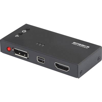 SpeaKa Professional  3 Port HDMI-Switch mit eingebautem Konverter, mit Status-LEDs 3840 x 2160 Pixel