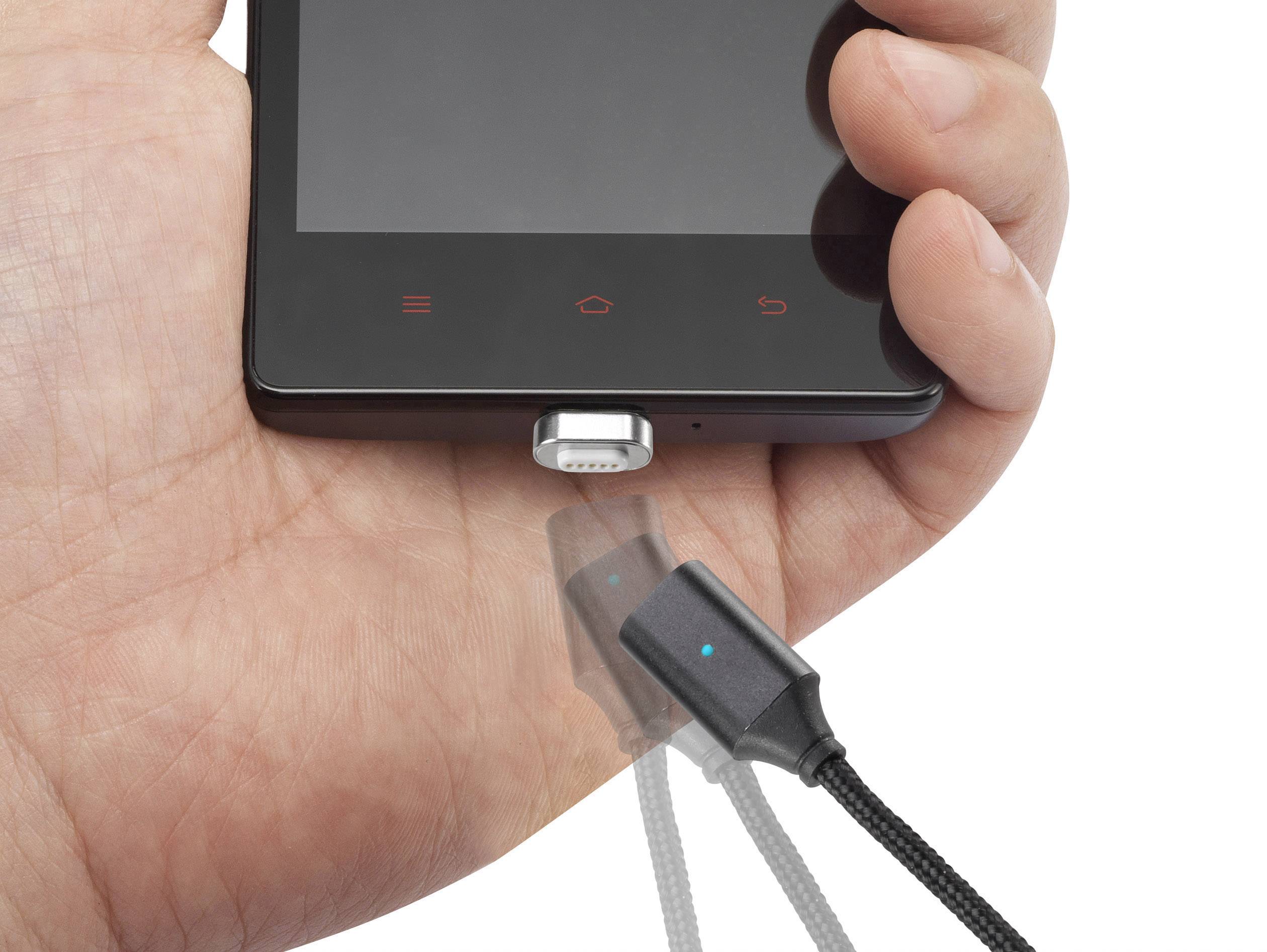 Renkforce USB-Kabel USB 2.0 USB-A Stecker, USB-C® Stecker 1.00 m Schwarz magnetischer Stecker, vergoldete Steckkontakte,-6