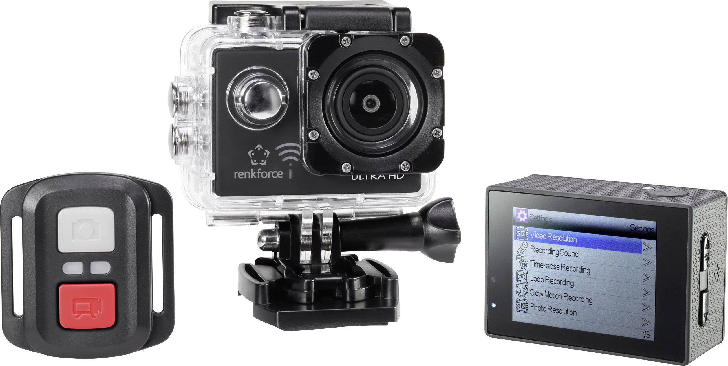 Renkforce RF AC4K 300 Action Cam 4K, WLAN, Wasserfest, Staubgeschützt, Webcam Renkforce RF AC4K 300 Action Cam 4K, WLAN, Wasserfest, Staubgeschützt, Webcam
