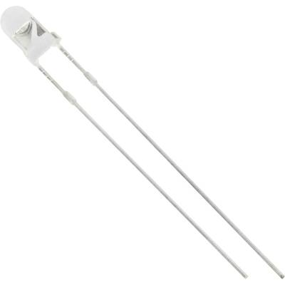Eine weiße LED mit zwei langen Anschlüssen, auf einer Seite flach. Ideal für elektronische Schaltungen, beleuchtet bei Stromfluss.
