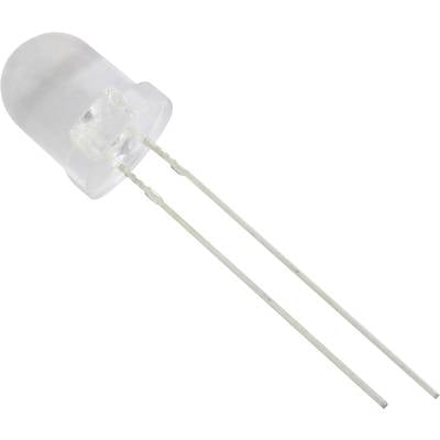 Eine transparente LED mit zwei Metallpins, die zur Stromversorgung dienen.