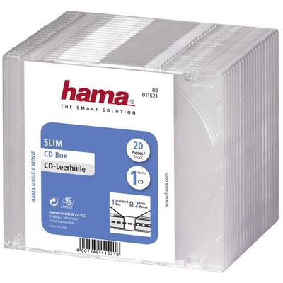 Hama  CD Hülle Slim 1 CD/DVD/Blu-Ray Polystyrol Transparent 20 St. (B x H x T) 142 x 125 x 5.2 mm 00011521
