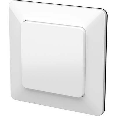 Ein moderner, quadratischer, weißer Wandschalter mit abgerundeten Ecken. Ideal für Wohn- und Büroräume.