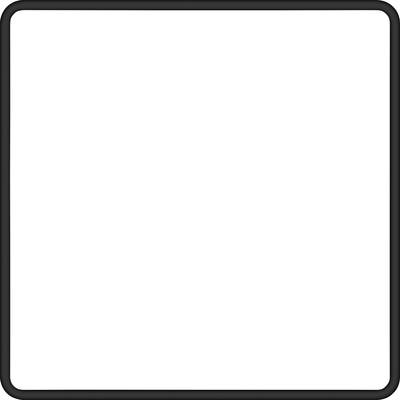 Ein quadratisches, schlicht weißes Bild mit einem dünnen schwarzen Rahmen.