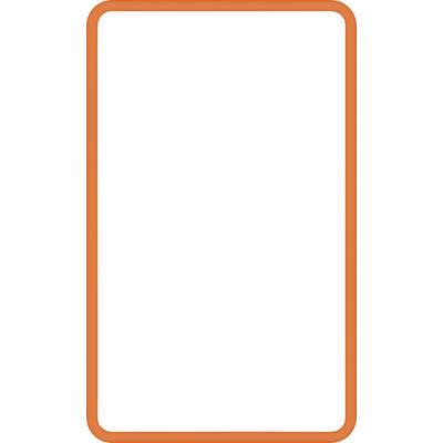 Ein einfaches Bild eines vertikalen Rechtecks mit einem leuchtend orangefarbenen Rand auf weißem Hintergrund.