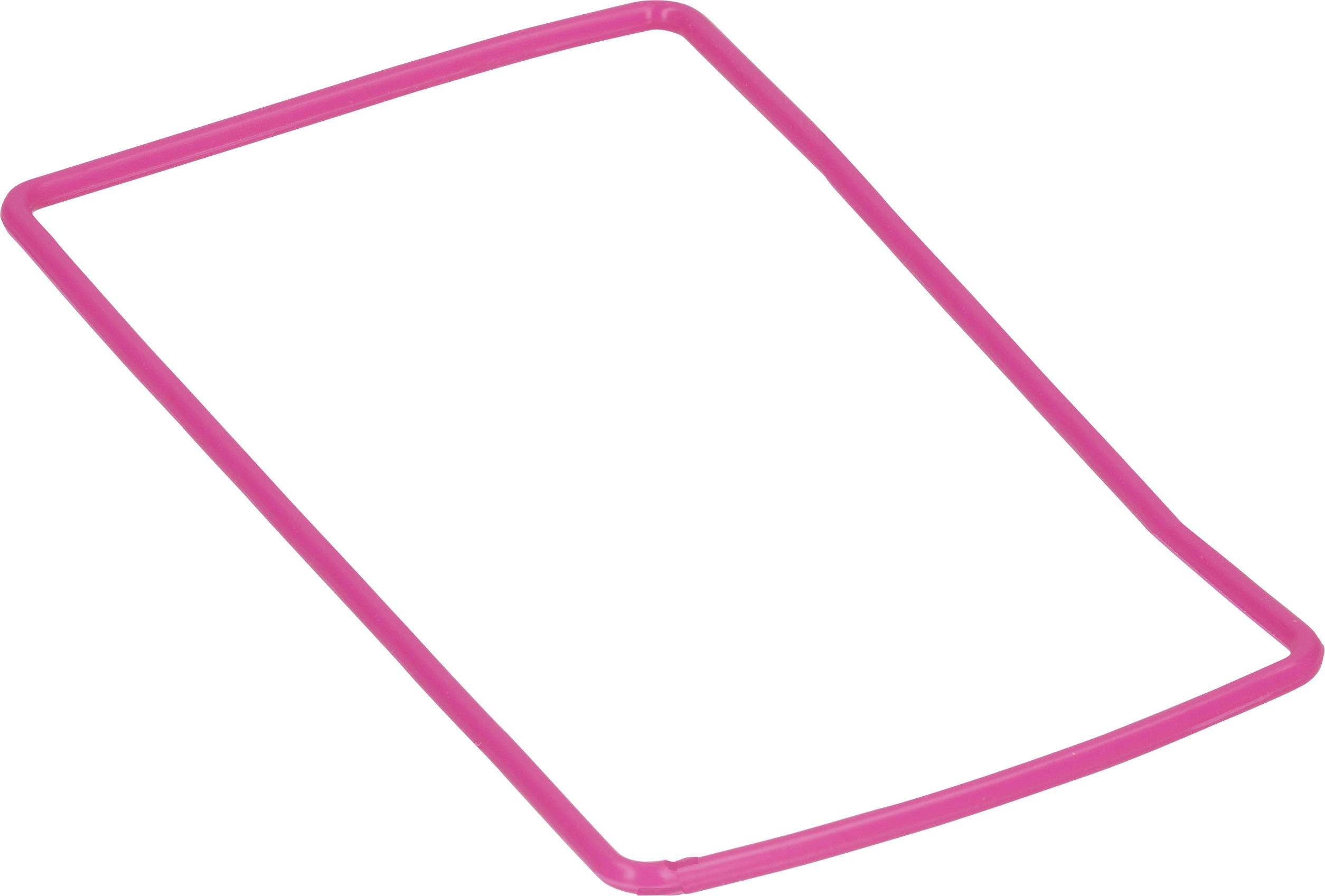 Rosa, rechteckige Schleife aus flexiblem Material, sieht aus wie ein dünner Rand oder Rahmen auf weißem Hintergrund.