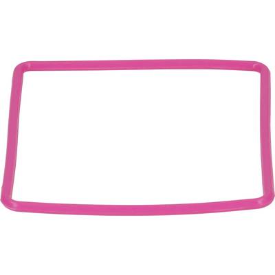 Ein rechteckiger, pinker Kunststoffrahmen vor weißem Hintergrund.