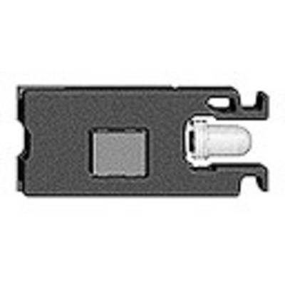 Schwarzer Plastikclip mit integriertem weißen Stecker, verwendet für elektronische Verbindungen in technischen Geräten.