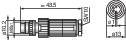 Technische Zeichnung eines zylindrischen Bauteils mit Abmessungen: Länge 45,5 mm, Durchmesser 10,2 mm. Ansicht von Seite und oben.