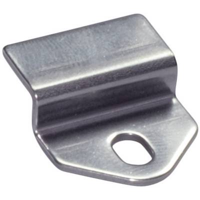 Ein rechteckiges Metallteil mit einer Lochöffnung, wahrscheinlich ein Möbel- oder Bauteil für Verbindungen oder Befestigungen.