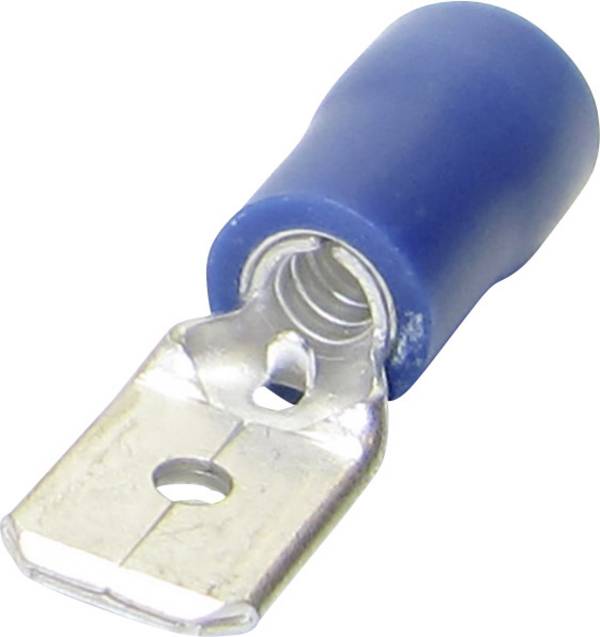 TRU COMPONENTS 1583060 Flachstecker Steckbreite: 6.30 mm Steckdicke: 0.80 mm 180 ° Teilisoliert Blau 1 St.