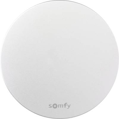 Runde, weiße smarte Fernbedienung von der Marke Somfy.