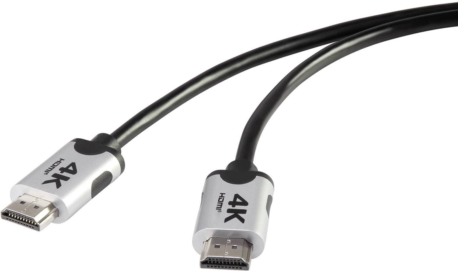 CONRAD Premium HDMI 4k/Ultra-HD Anschlusskabel [1x HDMI-Stecker - 1x HDMI-Stecker] 2m Schwarz