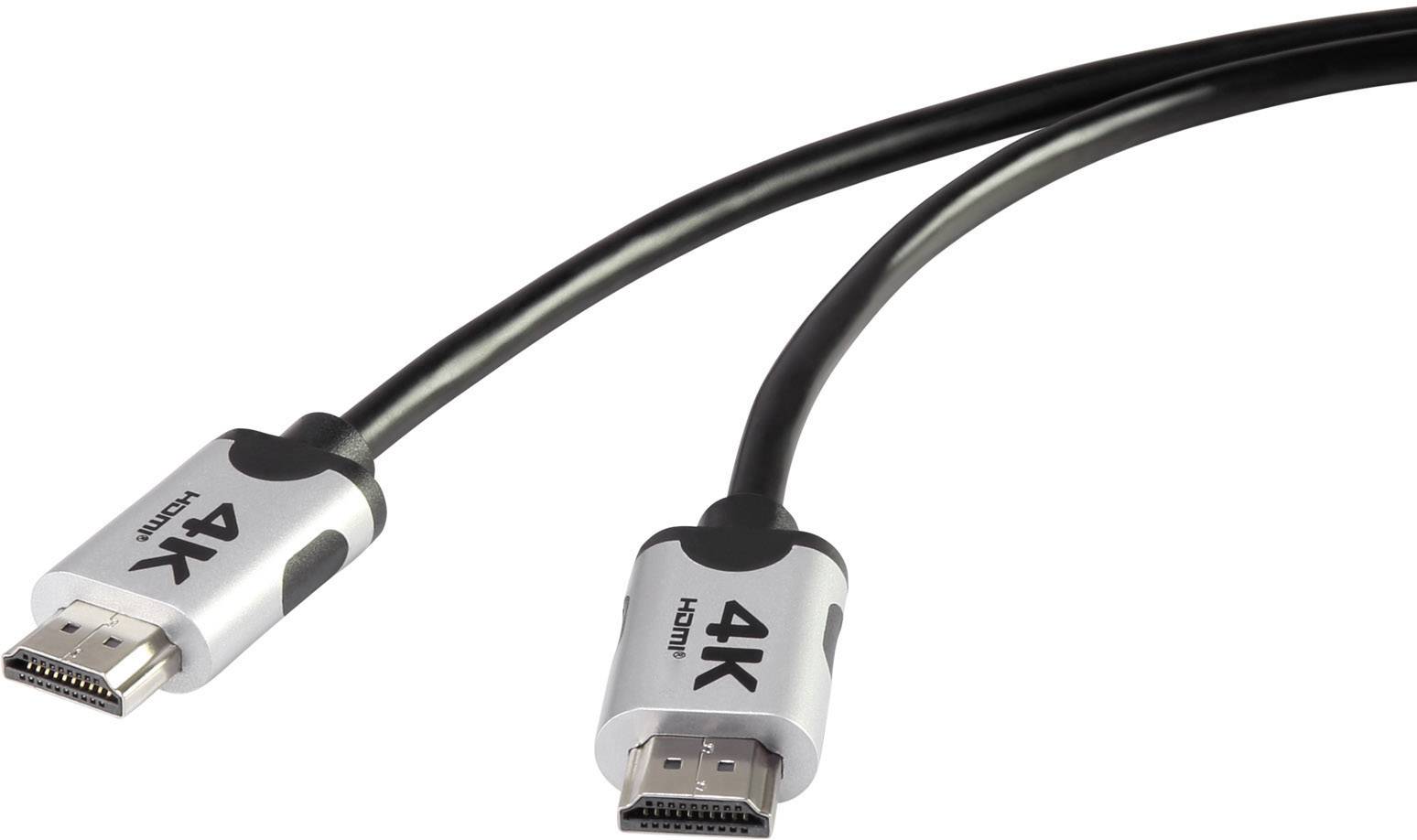 CONRAD Premium HDMI 4k/Ultra-HD Anschlusskabel [1x HDMI-Stecker - 1x HDMI-Stecker] 1m Schwarz