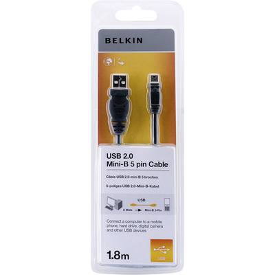 Belkin USB-Kabel USB 2.0 USB-A Stecker, USB-Mini-B Stecker 1.80 m Schwarz vergoldete Steckkontakte F3U155bt1.8M