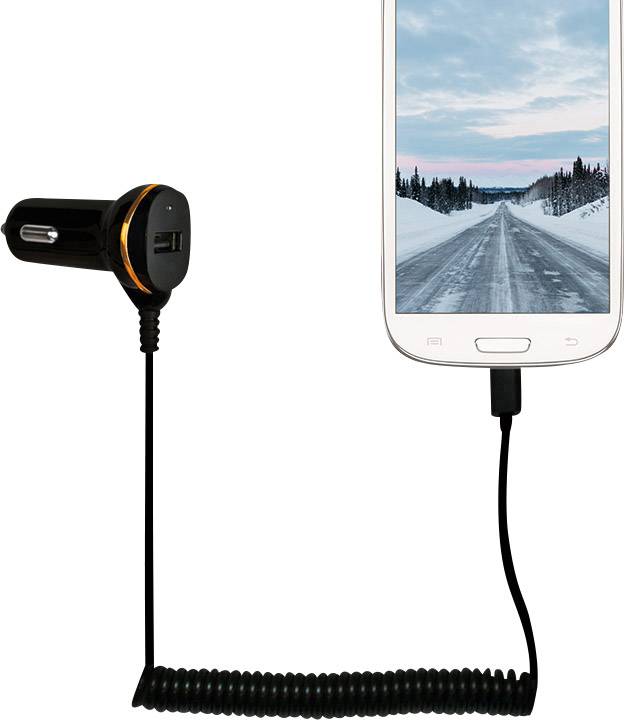 LogiLink USB Kfz Netzteil mit Micro-USB Kabel und USB-Port Belastbarkeit Strom max.=2.1 A 12 V, 24 V-5
