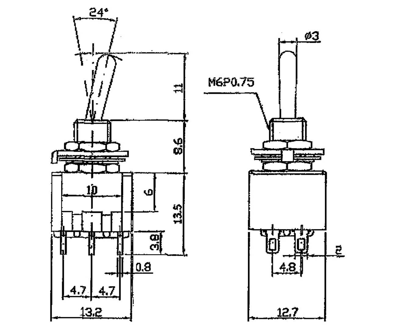 TRU COMPONENTS TC-MK323 TC-MK323 Kippschalter 125 V/AC 2 x Ein/Aus/Ein rastend/0/rastend 1 St.-1
