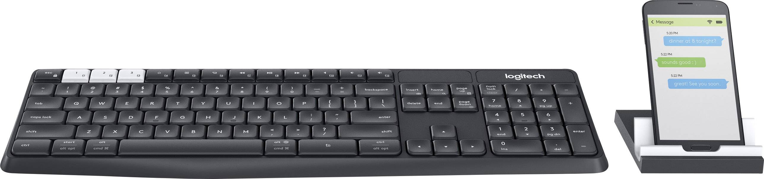 Logitech K375s Multi-Device Bluetooth® Tastatur Deutsch, QWERTZ Graphit, Grau, Weiß Spritzwassergeschützt-4