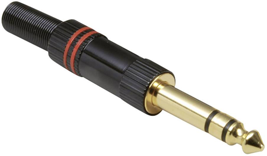 TRU COMPONENTS Klinken-Steckverbinder 6.35 mm Stecker, gerade Polzahl: 3 Stereo Schwarz, Rot
