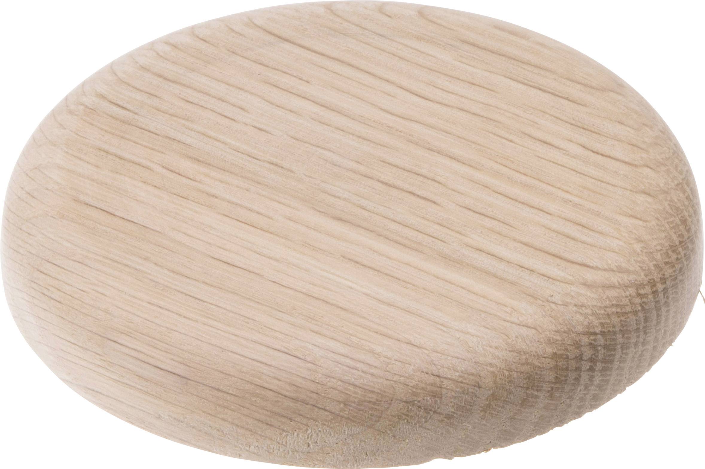 Rundes Holzstück mit feiner Maserung und glatter Oberfläche, wahrscheinlich ein Möbel- oder Dekorationselement.