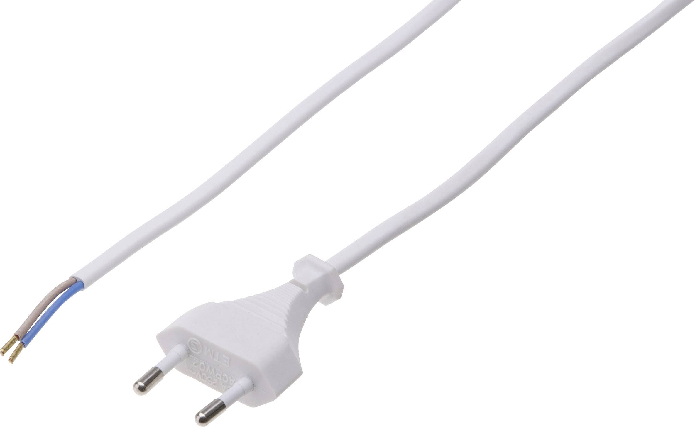 Weiße Stromkabel mit Stecker.