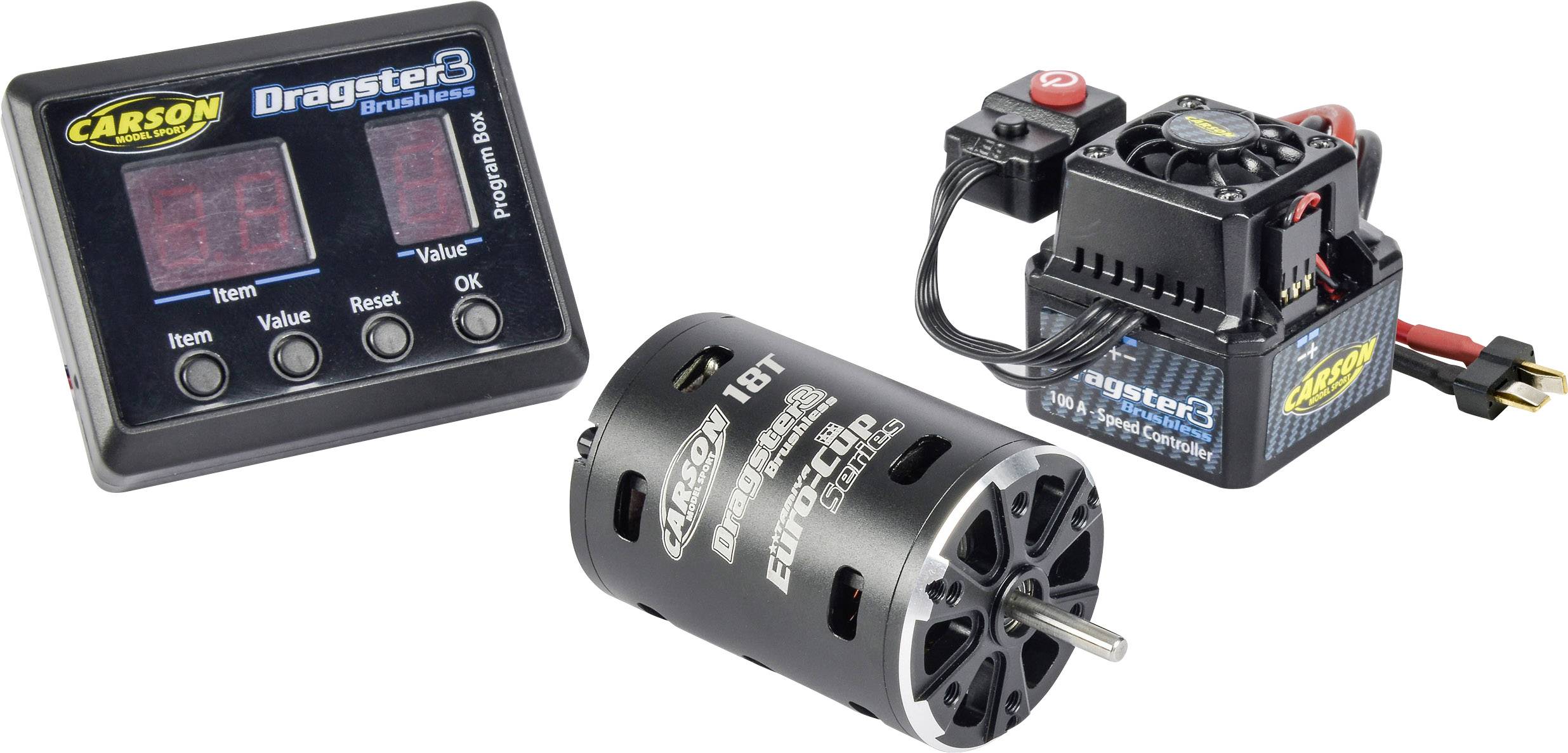 Střídavý (brushless) motor a regulátor otáček, sada pro RC modely Carson Modellsport Dragster-3 18 T