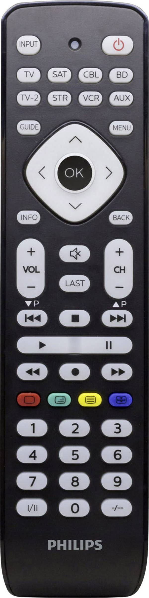 Philips Perfect replacement Universal-Fernbedienung SRP2018/10, DVD/Blu-ray, DVR, SAT, TV, VCR, IR Wireless, Drucktasten