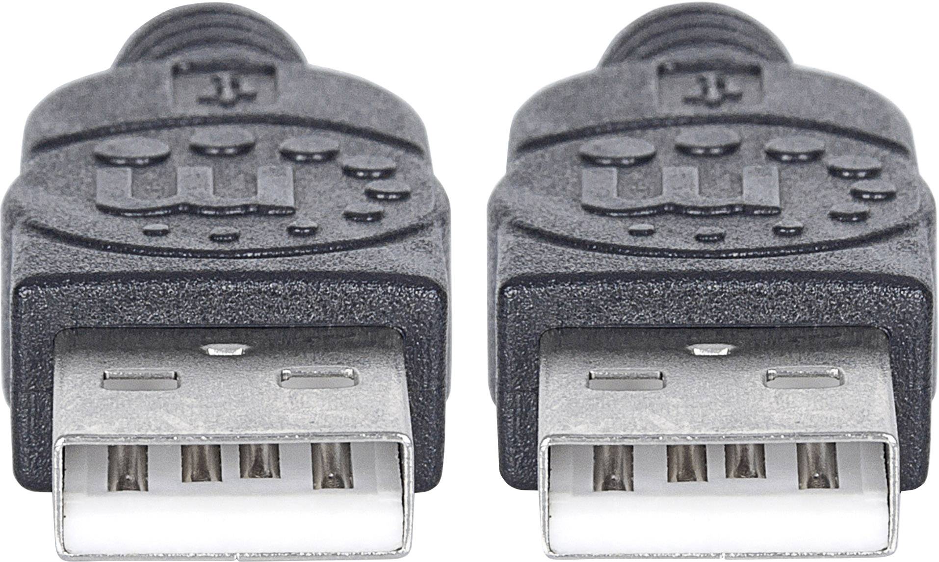 Manhattan USB-Kabel USB 2.0 USB-A Stecker, USB-A Stecker 0.50 m Schwarz Folienschirm, UL-zertifiziert, vergoldete Steckk-2