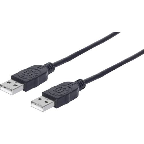 Manhattan USB-Kabel USB 2.0 USB-A Stecker, USB-A Stecker 1.00 m Schwarz Folienschirm, UL-zertifiziert, vergoldete Steckk...