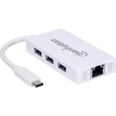 Manhattan  3+1 Port USB 3.2 Gen 1-Hub (USB 3.0) mit USB-C® Stecker Weiß