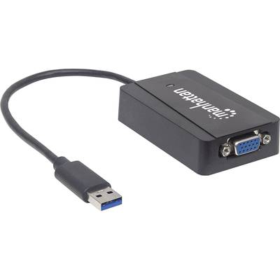 Manhattan 152303 USB 3.2 Gen 1 (USB 3.0) / VGA Adapter [1x USB 3.2 Gen 1 Stecker A (USB 3.0) - 1x VGA-Buchse] Schwarz  0