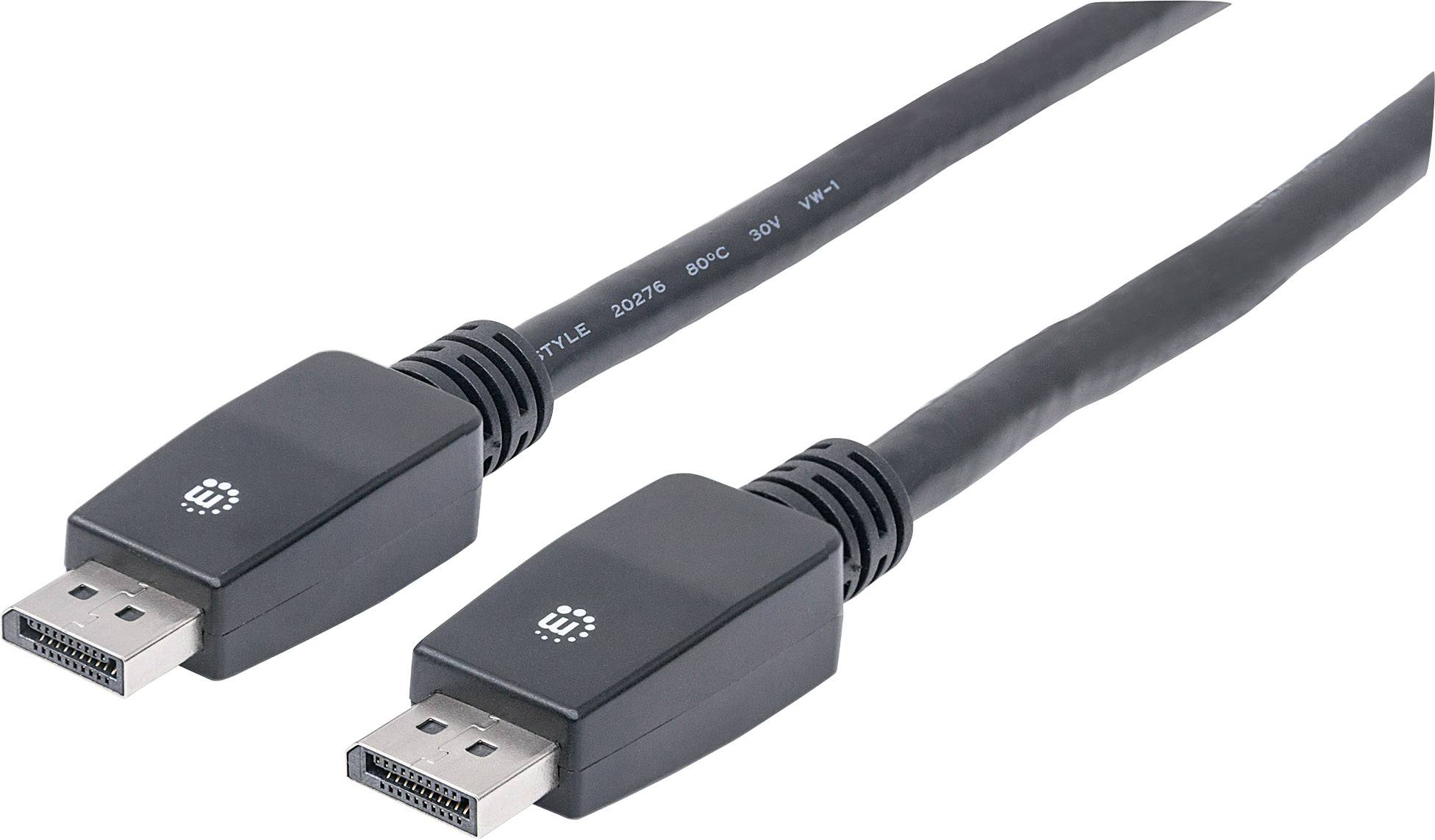 Manhattan DisplayPort Anschlusskabel DisplayPort Stecker, DisplayPort Stecker 5.00 m Schwarz 354110 Folienschirm, UL-zertifiziert, 4K UHD, vergoldete Steckkontakte DisplayPort-Kabel