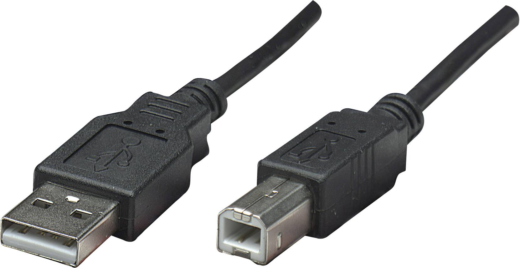 MANHATTAN USB 2.0 Device Cable, Type-A Male to Type-B Male, 0.5 m (1.5 ft.), Black