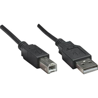 Zwei schwarze Kabel: Links ein quadratischer Stecker, rechts ein rechteckiger USB-Stecker. Beide sind für Datenverbindungen.