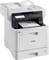Multifunktionsdrucker mit Bedienelementen, Scanner und Papierausgabe. Ein bedrucktes Papier zeigt bunte Grafiken und Text.