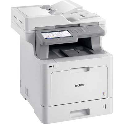 Ein weißer Multifunktionsdrucker mit Touchscreen, Papierfach und Scan-Einheit, geeignet für Bürogebrauch.